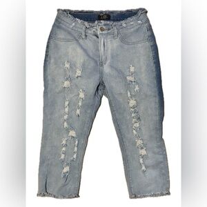 2Blue Distressed Light Wash High-Waisted Jeans – Size 9